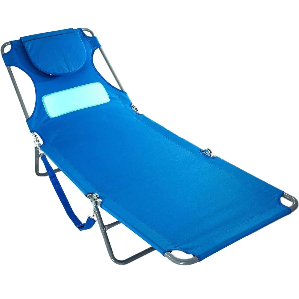 

Ladies Comfort Lounger Portable Reclining Outdoor Patio Beach Lawn Camping Pool Tanning Chair with Chest Support
