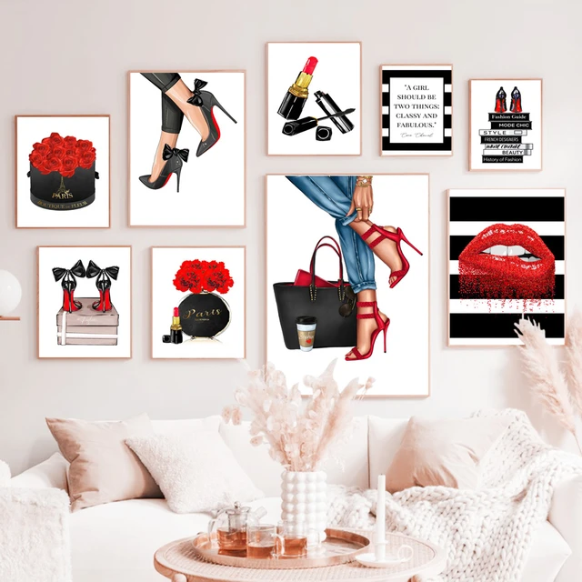 Nordic Fashion Poster Perfume  Canvas Print Picture Perfume - Flower Red  Fashion - Aliexpress