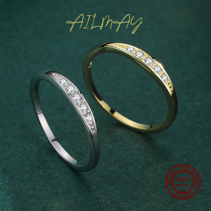 925 Sterling Silver Classic Simple AAAAA Level Dazzling Zirconia Finger Rings For Women Wedding Statement Jewelry