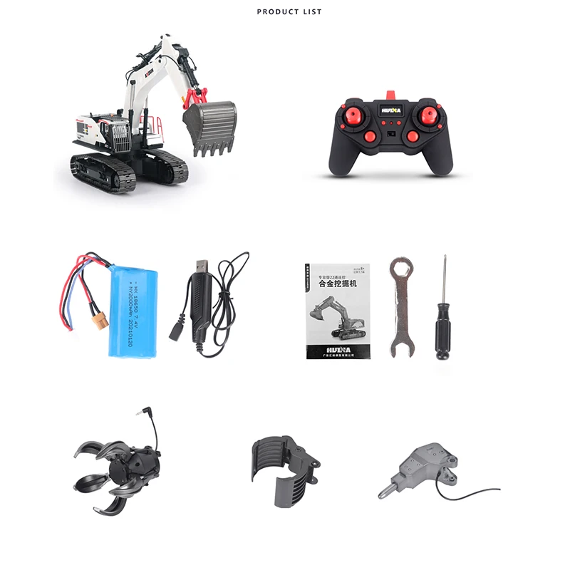 1/14 HUINA Metal RC Excavator Truck Car Remote Control Model 1594 Light Battery Sound Outdoor Toys For Boys TH19286-SMT4 6