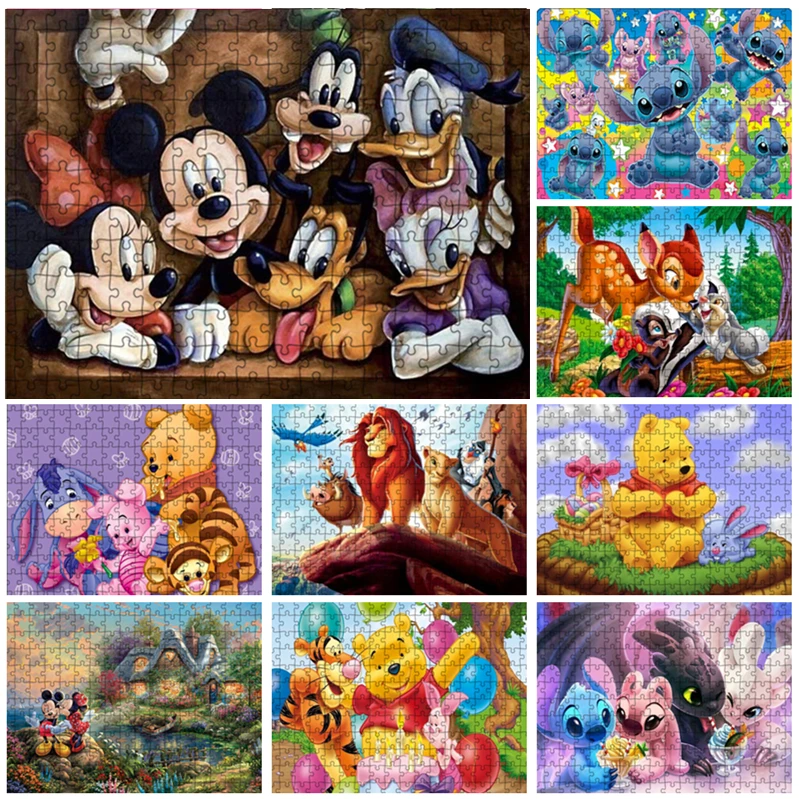 

Winnie The Pooh Mickey Mouse Jigsaw Puzzles Disney Cartoon Puzzle Lilo & Stitch Diy Creative Decompression Educational Kids Toys