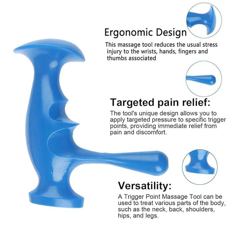 T-shaped Massager Thumb Finger Pressure Press Trigger Point Manual Deep Physiotherapy Massage Tools Full Body Muscle Relax Stick