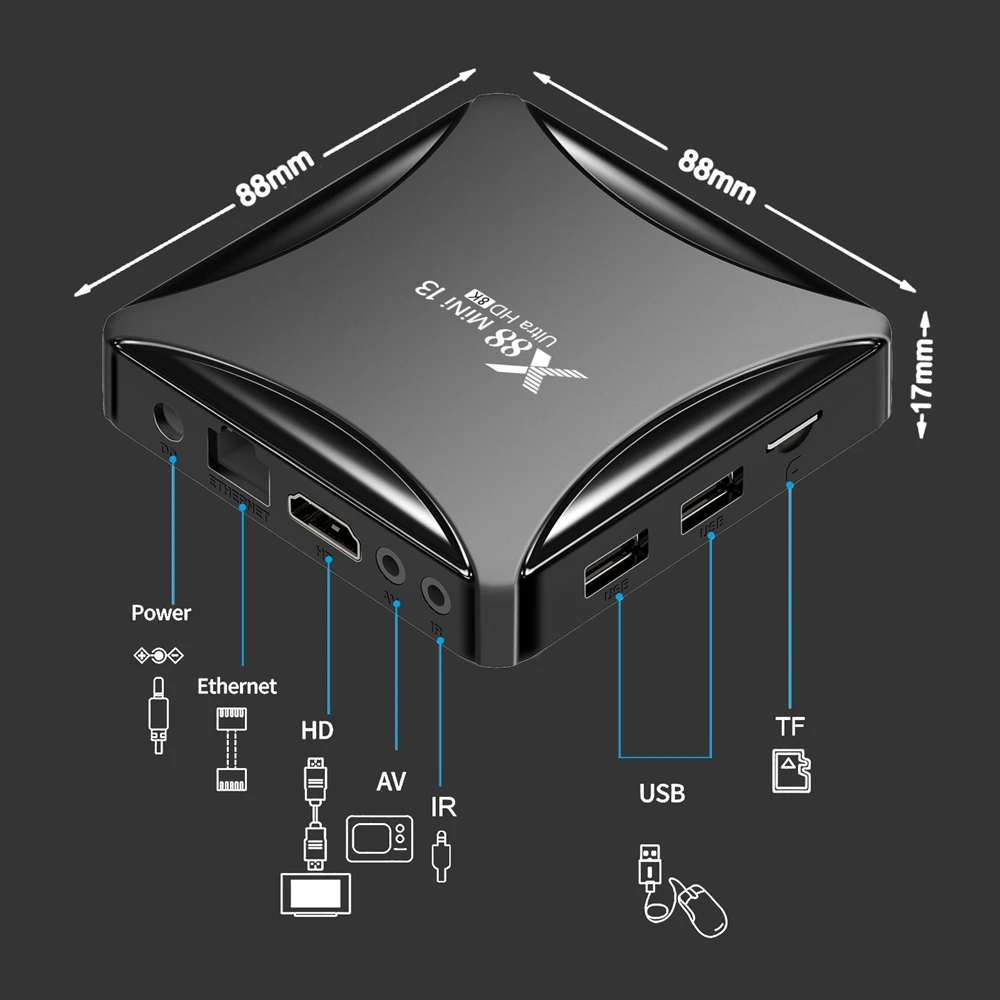 X88 Mini 13 Android 13 TV Box 8K Media Player