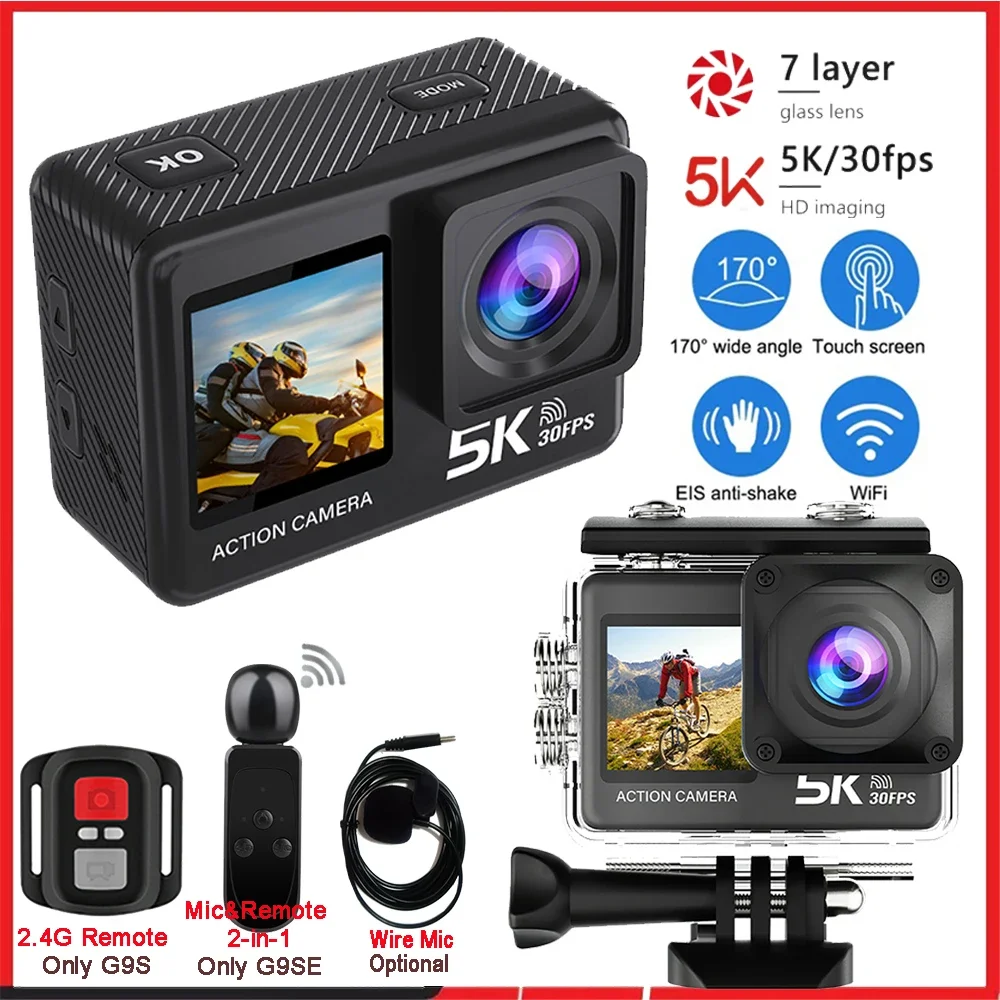 Action Camera 5K 4K60FPS 50MP Touch EIS Pre-Record