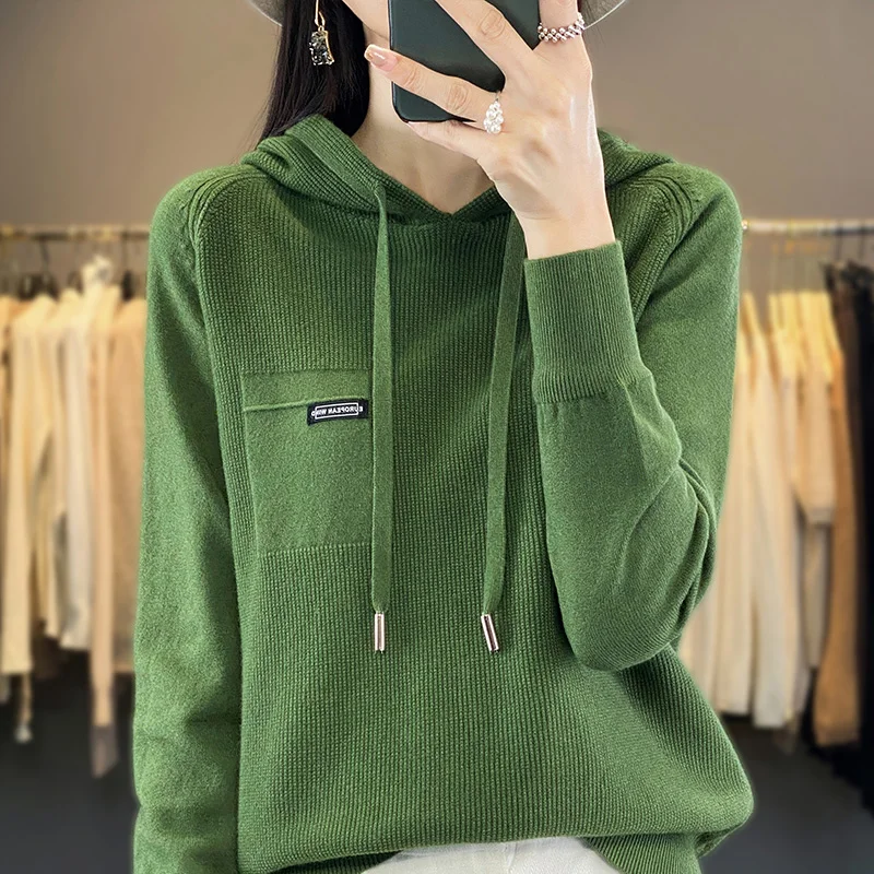2023 New Autumn Winter Selection Cashmere Hoodie Women\'s Loose Hooded Knitted hoodie Sweater Women