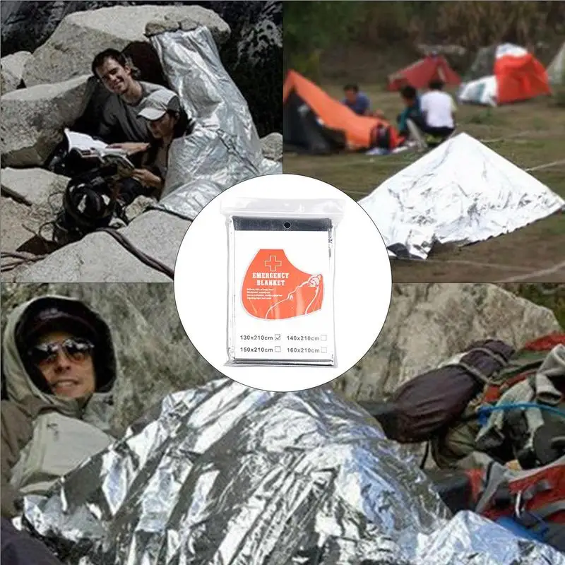 Cobertor dobrável do espaço térmico da sobrevivência Cobertores de acampamento portáteis Segurança para exploração da região selvagem Carro de caminhada quebrado