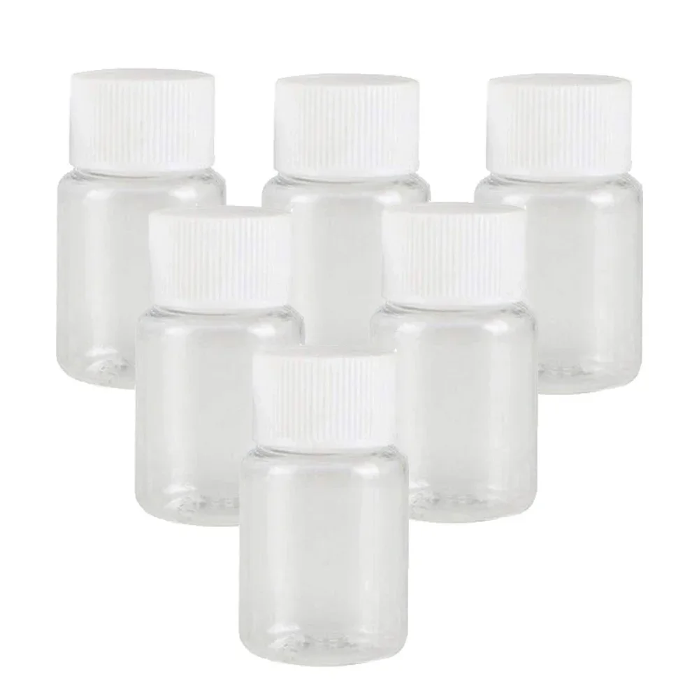 Refillable plastic bottles 30/50/100ml transparent travel containers with screw cap multi-use for cosmetics & reagents 10Pcs