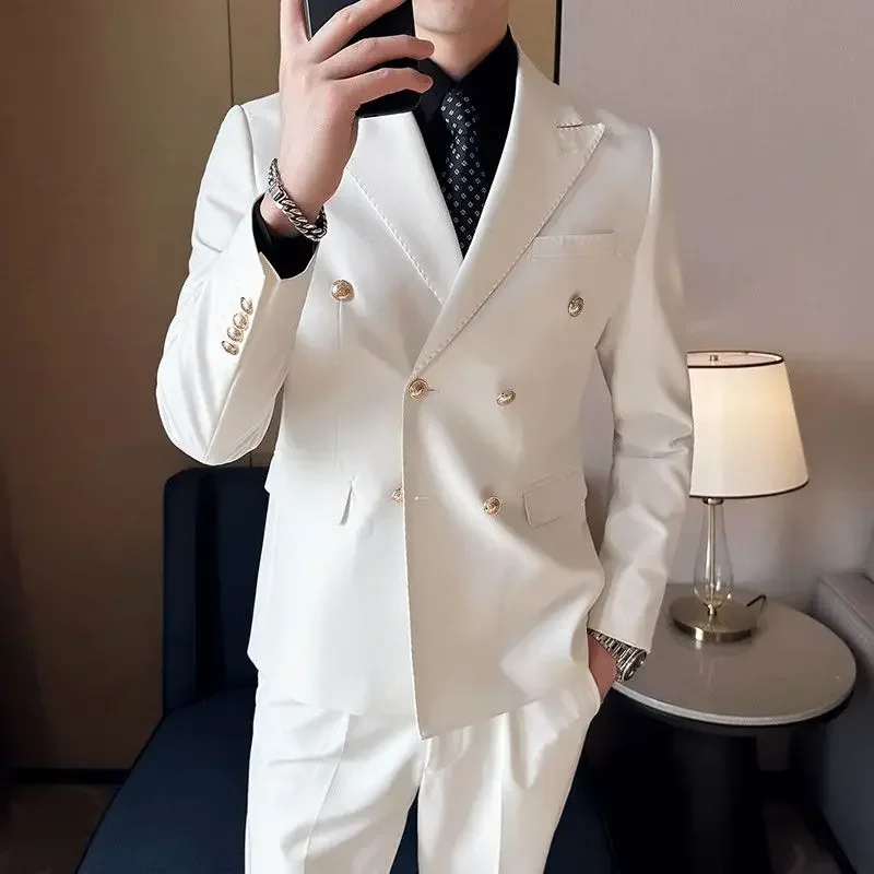 2024 New Blazer Hombre Double-breasted Business Casual Men's Jacket Slim Fit Men's Social Coat Custom Made Suit  L87 4