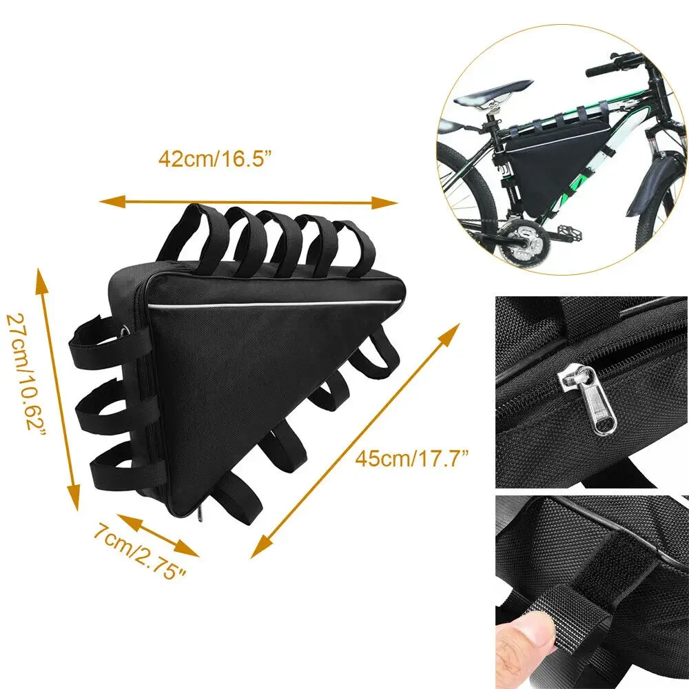 

Mountain Bike Bicycle Battery Triangle Bag Tube Frame Case Storage MTB Bike Bag Cycling Frame Front Bag 45x42x27x7cm Battery Bag