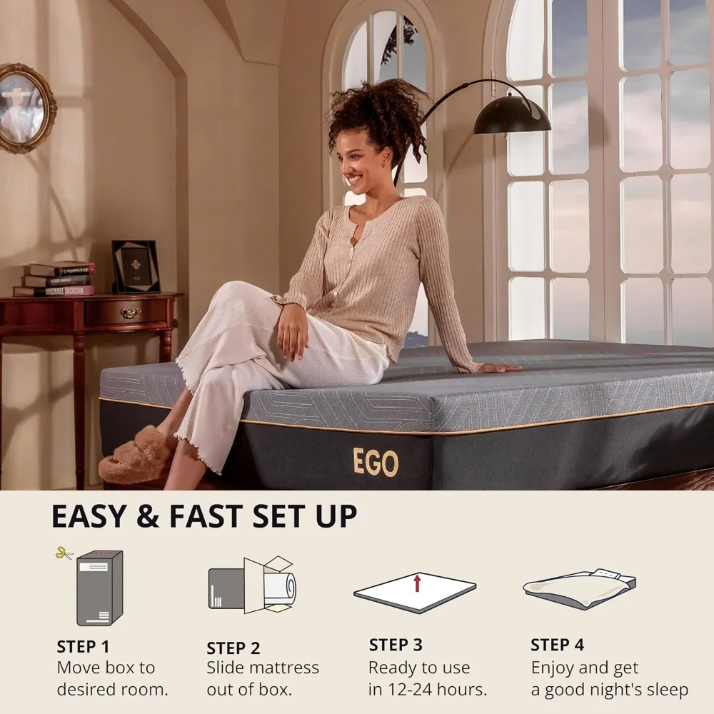 12 Inch King Memory Foam Mattress for Back Pain, Cooling Gel Mattress Bed in a Box, Made in USA, CertiPUR-US Certified