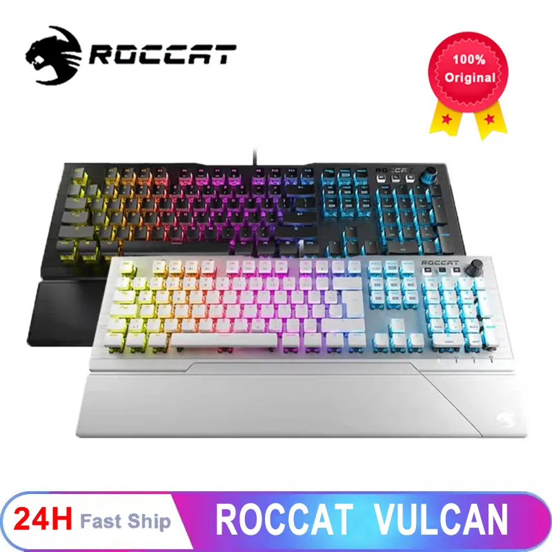 

Механическая игровая клавиатура Roccat Vulcan, светодиодсветодиодный подсветка для клавиши AIMO, титановые переключатели, алюминиевая поверхность, Multim