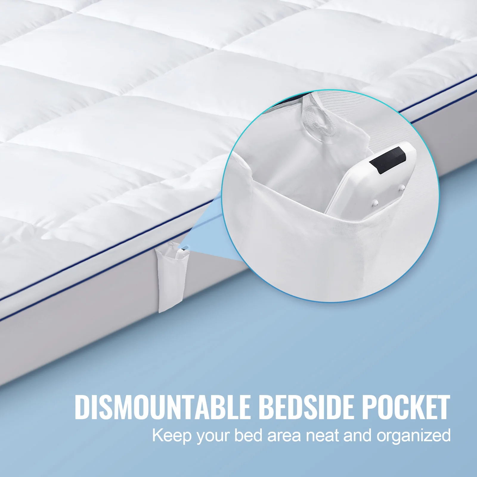 Premium Mattress Topper with Detachable Bedside Pocket