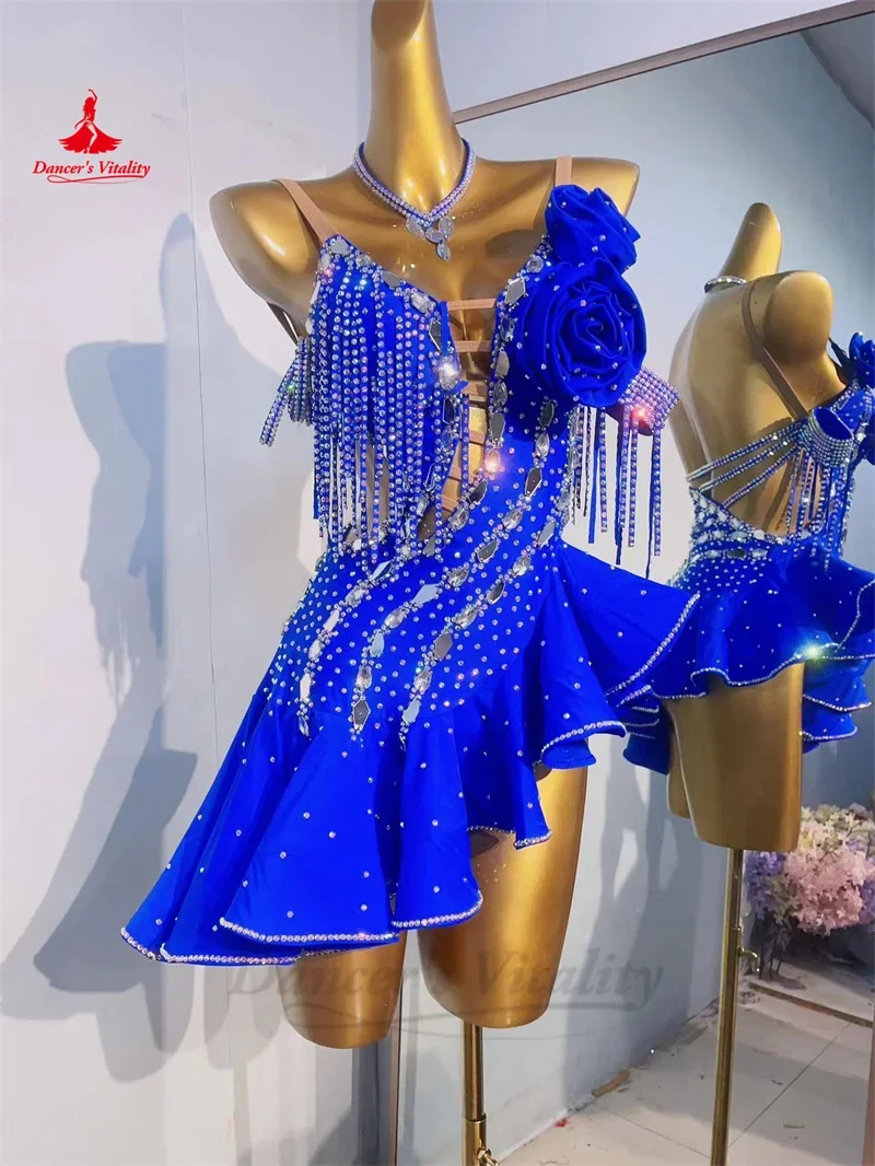 

Latin Dance Performance Costume for Women Customsized Performance Professional Clothing Skirt Adult Child Latin Dancing Dresses