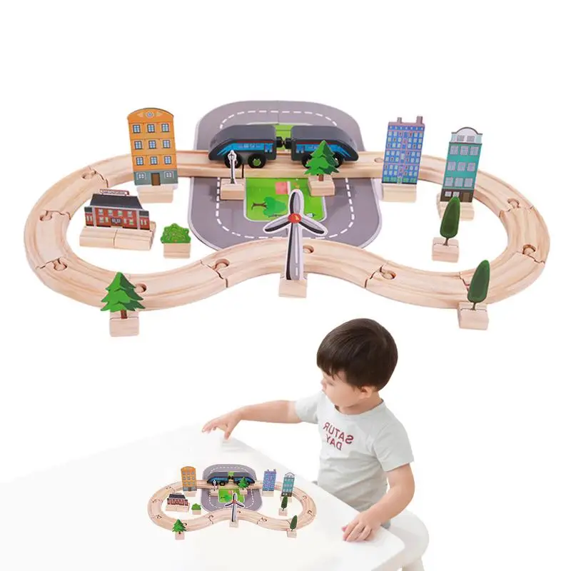 

Road Puzzle Track For Kids Flexible Wooden Road Puzzle Track For Kids 46pcs Fun Rail Car Building Block Educational Montessori