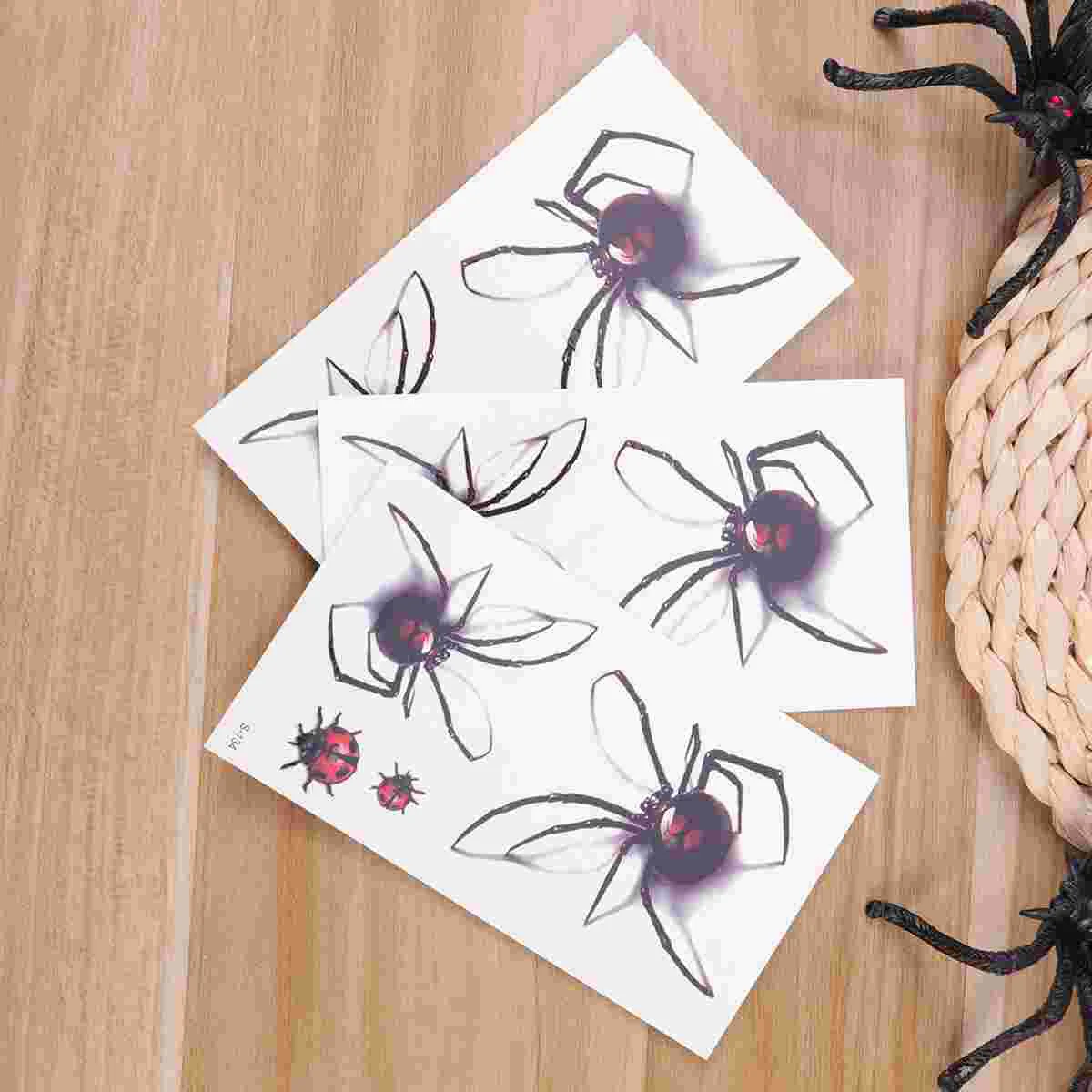 

5 Sheets Halloween Stickers Waterproof Temporary Spider Prints Tattoos Decorative Sticker for Boys and Girls Children's Face