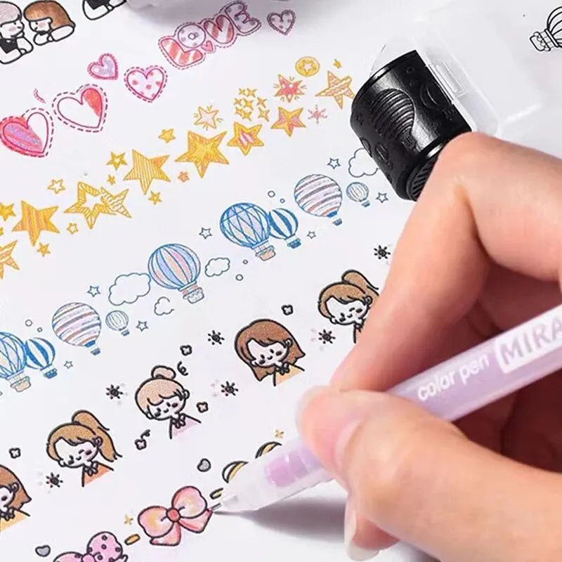 childrens seal 2PC Cartoon Pattern Lace Band Children's Rolling Flower Seal Creative Seal Graffiti Handbook DIY Roller Lace Decoration Band
