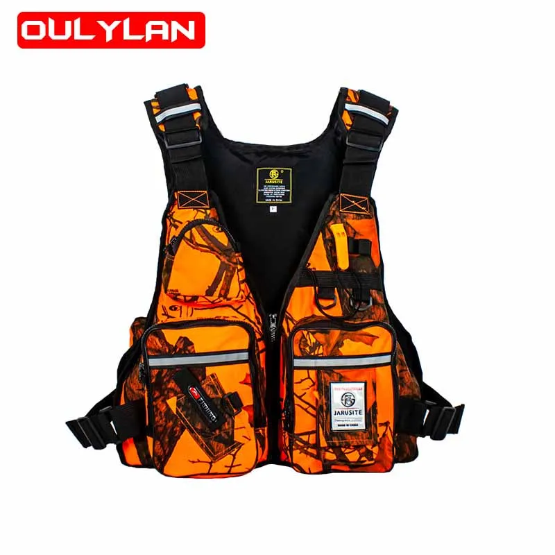 

Oulylan Outdoor Adult Swimming Life Jacket Adjustable Buoyancy Survival Suit Polyester Life Vest Sports Fishing Vest Orange