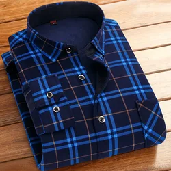 Autumn Winter Men's Turn-down Collar Plaid Striped Printed Button Pocket Chang Xiuxiu Cardigan Shirt Fashion Casual Formal Tops