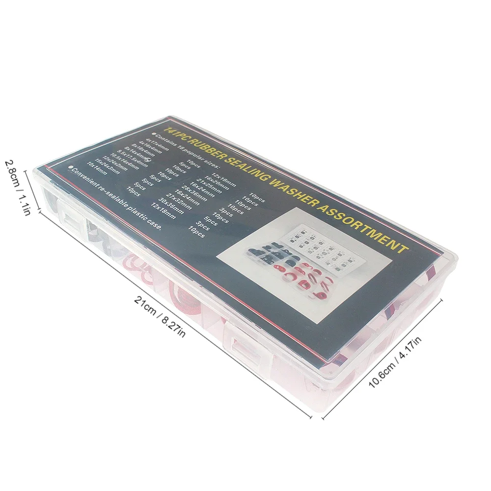 고무 O링 세트 도장 니트릴 고무 밴드, 고압 O링 수리 키트, 씰링 탄성 밴드, 18 가지 크기의 개스킷, 141 개, 202 개
