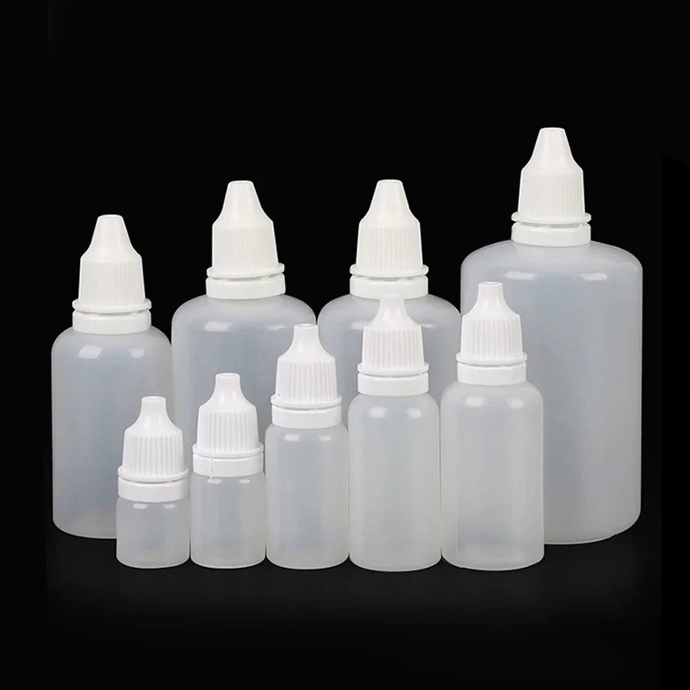 짜기 쉬운 빈 플라스틱 스포이드 리필 가능 병, 아이 리퀴드, 누출 방지 디자인 병, 3 ml, 5 ml, 10 ml, 15 ml, 20 ml, 30 ml, 50 ml, 100ml
