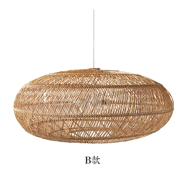 glass pendant lights Modern 100% handmade rattan natural wicker chandelier, retro Chinese lighting in living room, dining room, bedroom and farm globe pendant light