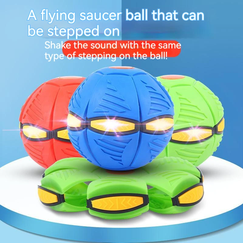 

Flying UFO Flat Throw Disc Ball With LED Light Toy Flying Saucer Ball Deformation Soccer Outdoor Kids Sports Ball Toy Gift