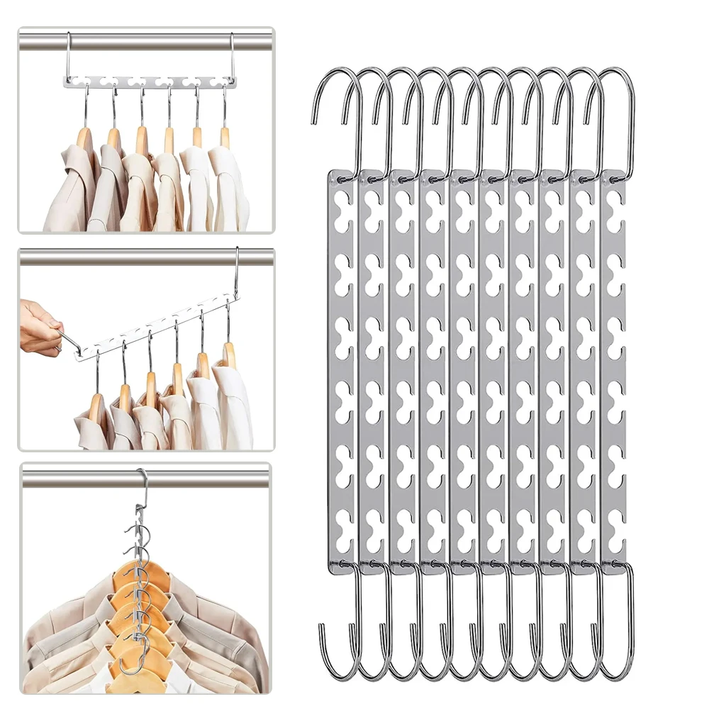 

Space Saving Magic Clothes Hangers Sturdy Stainless Steel Hook Hanger Holder Heavy Clothes Organizer For Dorms Home Apartments