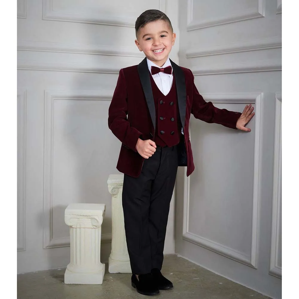 Formal Boys Suits for Weddings Dress Elegant Children School Uniform Velvet Kids Party Costumes Tuxedo Clothes Sets
