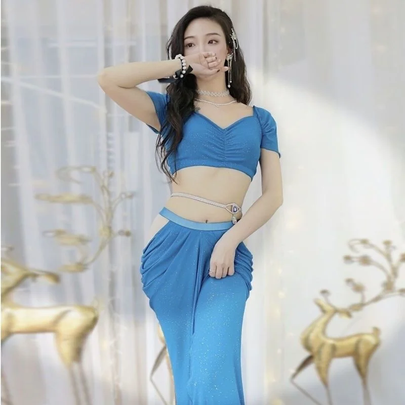 

Belly dance training clothes new suit female oriental dance clothes fairy style performance clothes spring and summer long