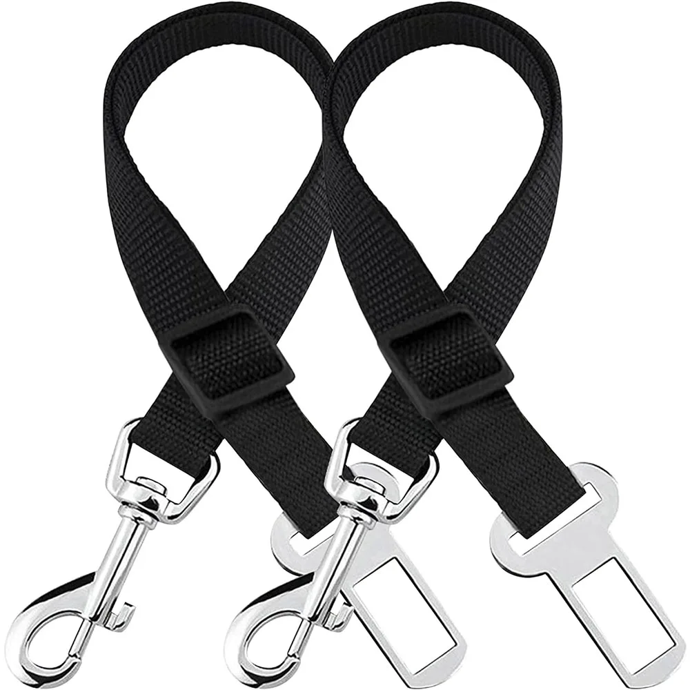 Dog seat belt adjustable nylon for dogs in car cats and ferrets harnesses