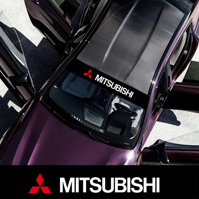1pcs Car front window shade decorative sticker For Mitsubishi Outlander Lancer 10 9 ASX RALLIART Eclipse L200 Pajero Car Styling