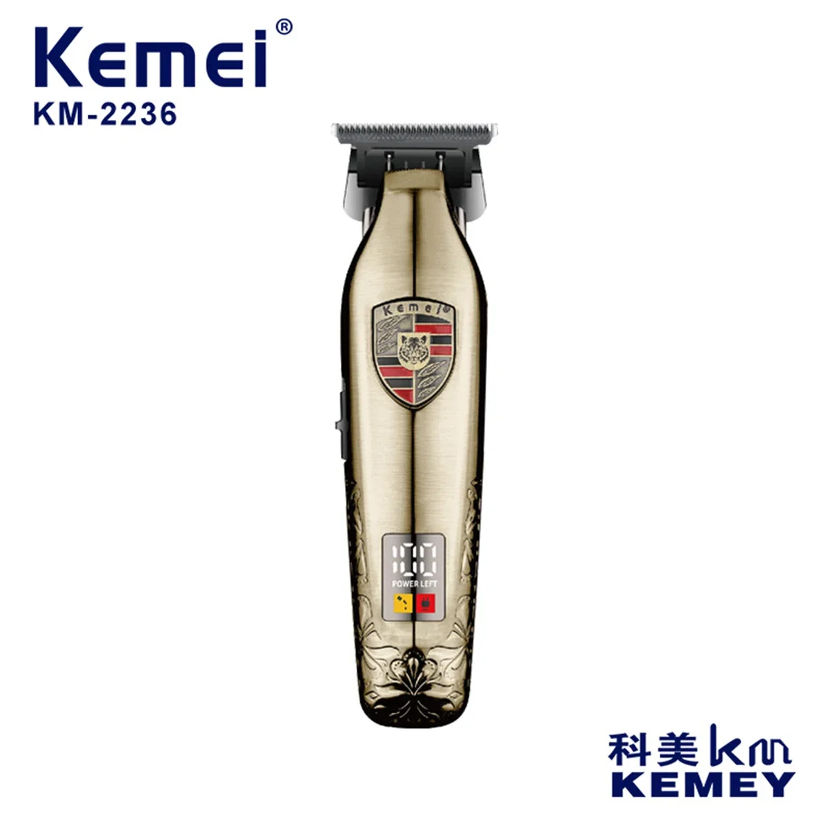 Kemei KM-2236 Brushless Motor Professional Hair Clipper for Men DLC Blade Full Metal LCD Hair Trimmer Machine Finishing Machine 6