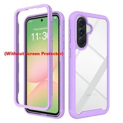 Hybrid Armor Shockproof Transparent Phone Case with TPU Plastic Frame - A37 5G (Light Purple)