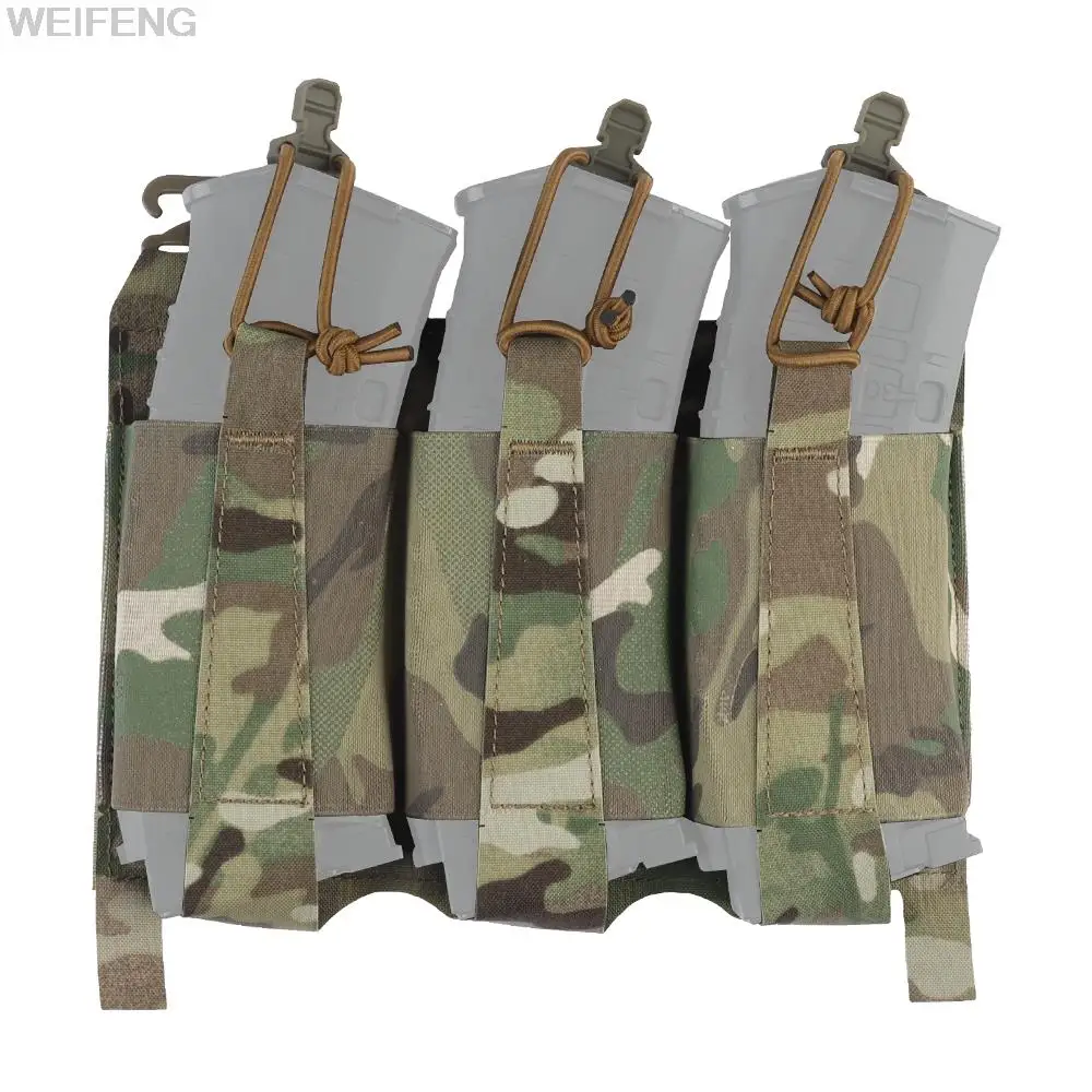 

Tactical Triple Elastic 5.56mm Magazine Pouch Military Vest Hook& Loop Carry M6 M4 AR15 AK Rifle MAG Pouch Hunting Accessories