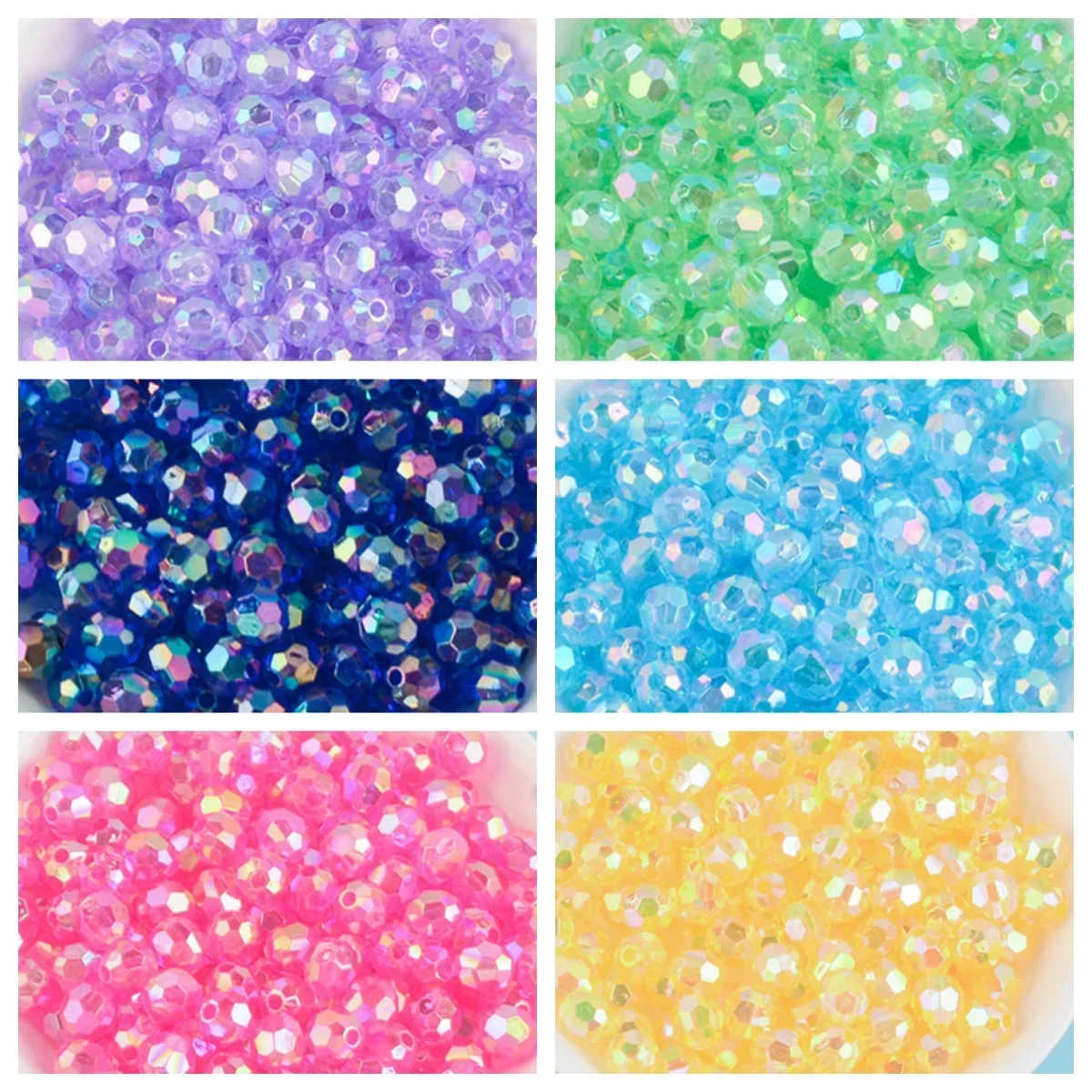 Acrylic Beads 500g AB Colored Octagonal Beads Transparent Plated Earth Beads
