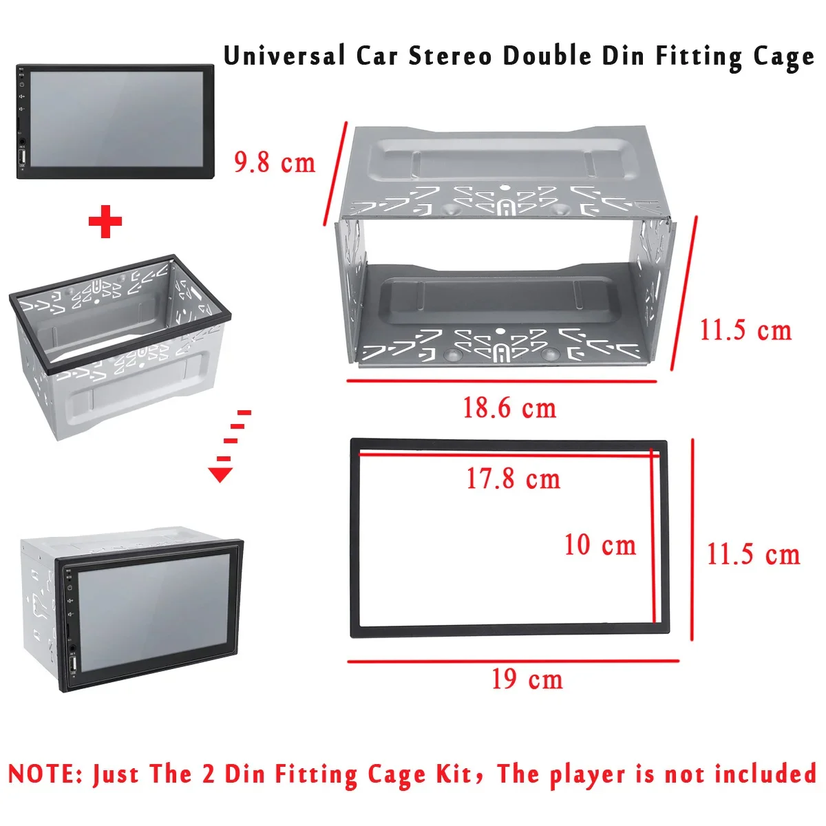 Radio installation frame Universal Double Din 2 Din Stereo Radio Replacement Fitting Cage Kit Installation MP5 Player Radio Mounting Frame
