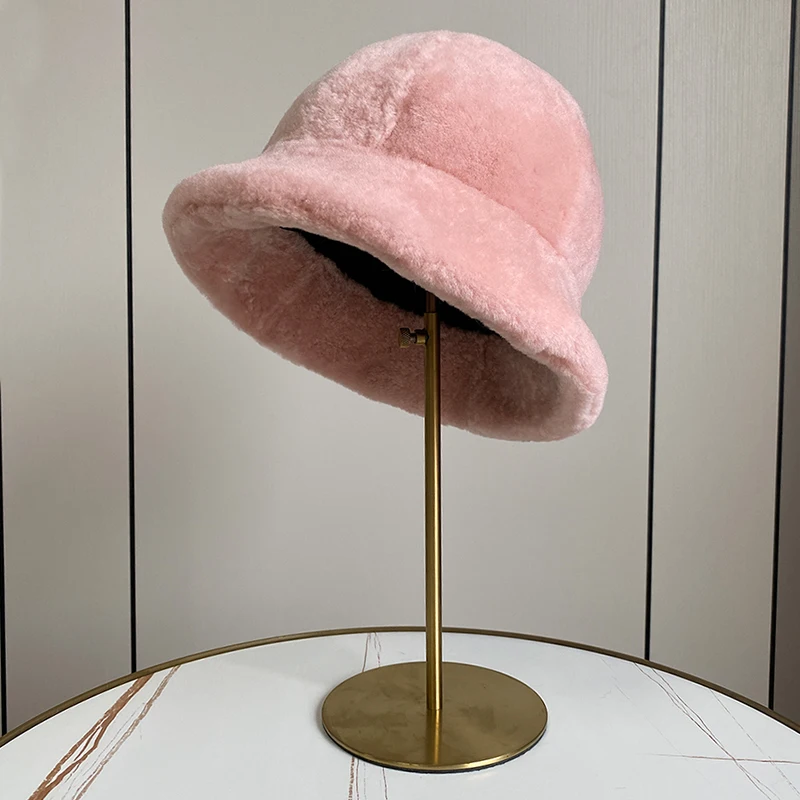 

Pudi Women Real Wool Fur Hat Cap Female Winter Warm Beret Sun Hats Skullies Beanies HF231
