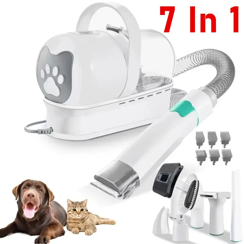 7 In 1 Pet Grooming Vacuum Kit Dog Grooming Clippers Pet Hair Remover With Power Large Suction & Low Noise Hair Kits dog grooming vacuum