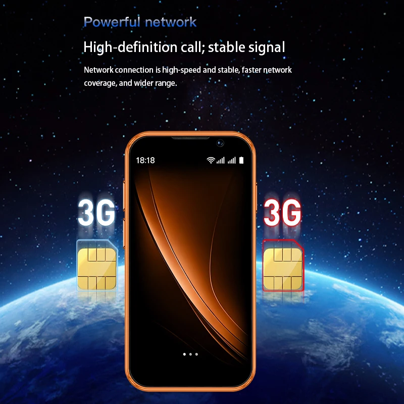 SOYES Mini Smartphone 3.0" Display 2GB RAM 16GB ROM Android 9.0 Dual SIM Standby Face Unlocked 3G Social Media App Small Phone