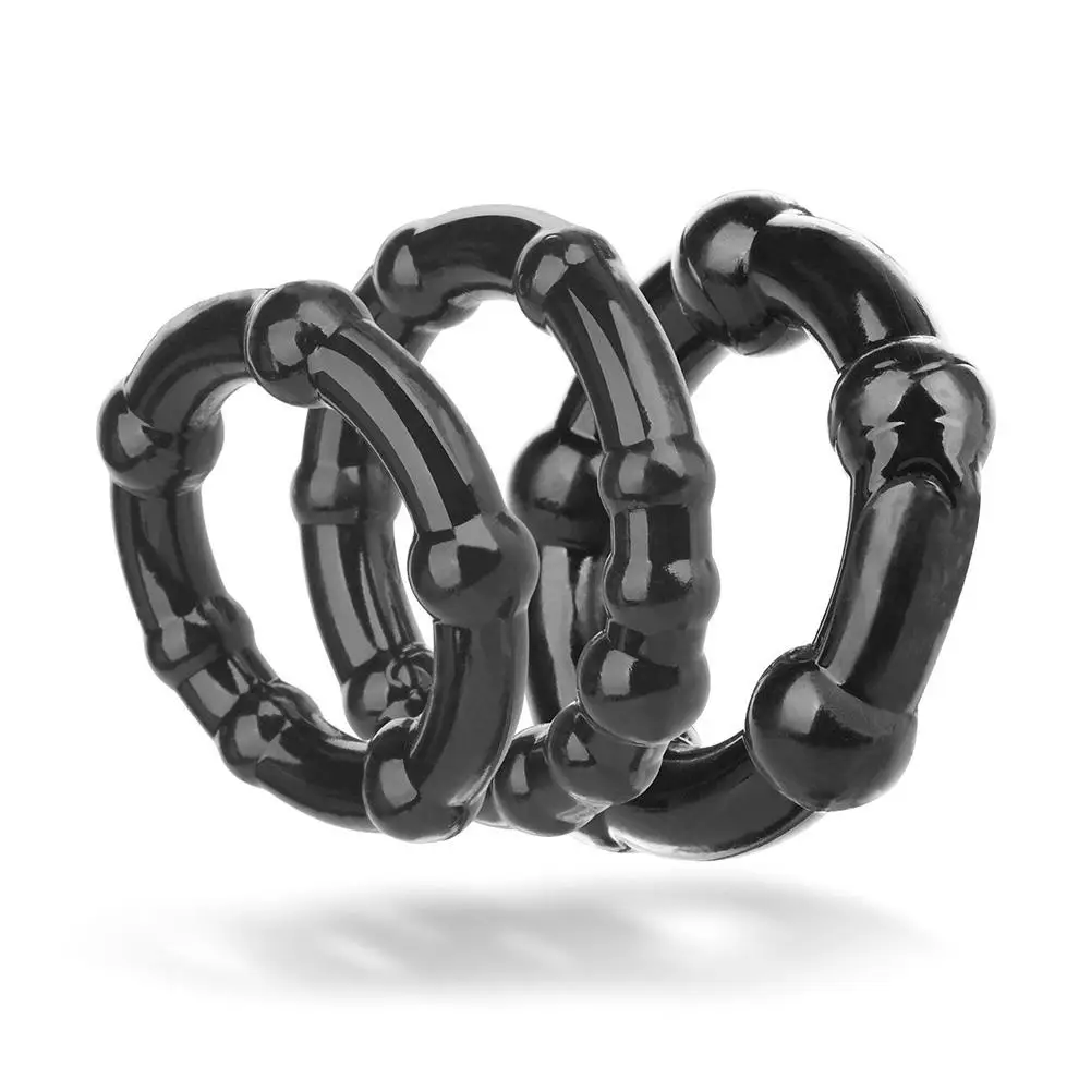 3 Pcs/Set Cock Penis Ring Bead Penis Ring Male Delay Ejaculation Lasting Silicone Erection Ring Sex Toys For Men Adults Game 18+