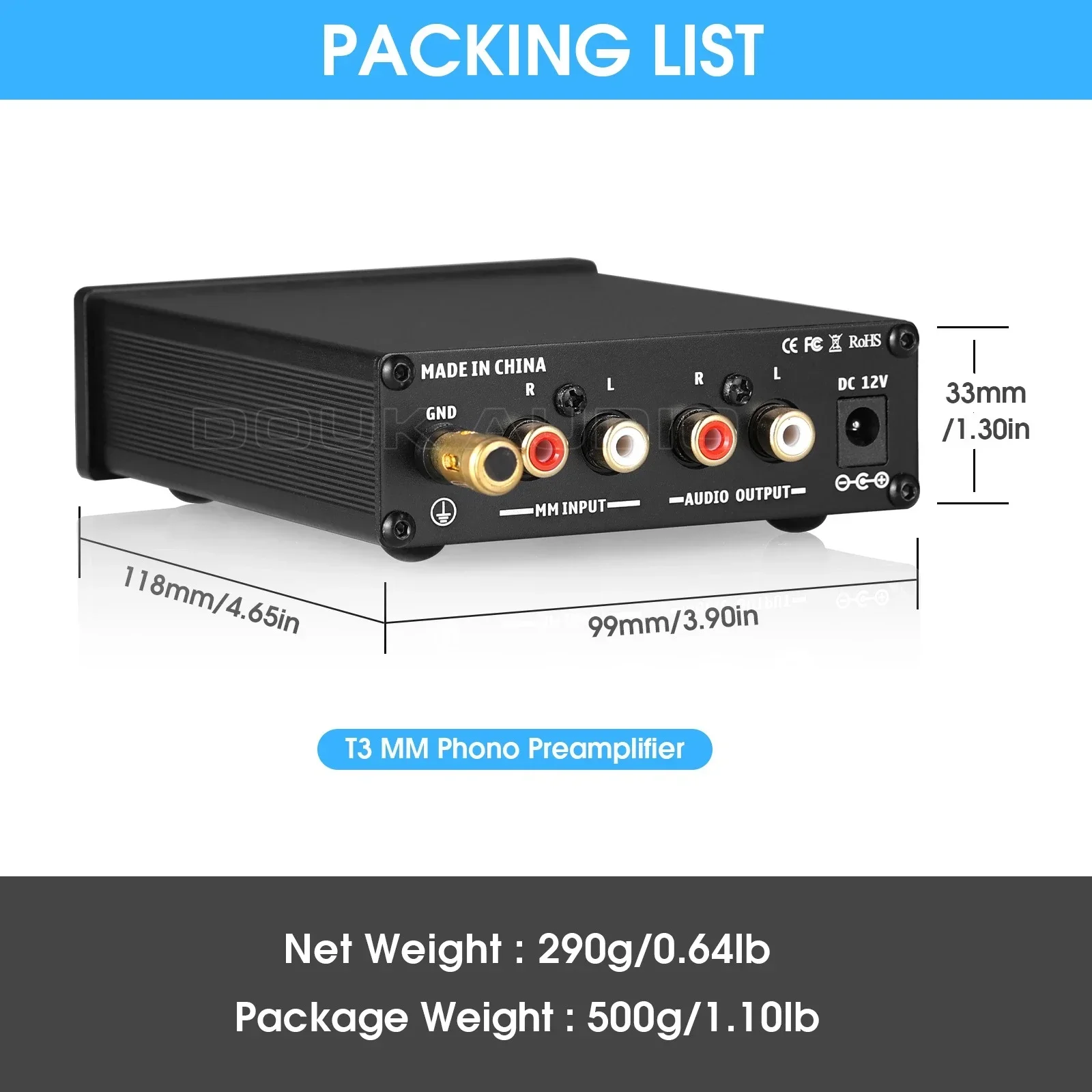 Douk Audio-t3 Hifi mm Riaa Fonógrafo Pré-amplificador Casa Record Player Phono Stage Preamp Turntable Turntable Amplificador Controle de Volume Douk - Image 6
