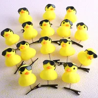 Dessin animé drôle enfants 3D petit canard jaune en peluche épingle à cheveux mode Animal bec de canard pince accessoires chapeaux cadeau en gros 6
