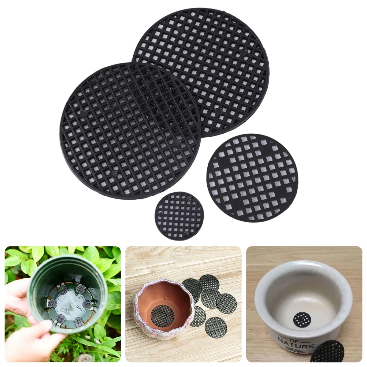 50Pcs Flowers Pot Drainage Hole Grid Mats Diameter 2.5/4.5/7.5cm Round Bonsai Planter Bottom Mesh Pads Plants Ventilation Trays 50Pcs Flowers Pot Drainage Hole Grid Mats Diameter 2.5/4.5/7.5cm Round Bonsai Planter Bottom Mesh Pads Plants Ventilation Trays