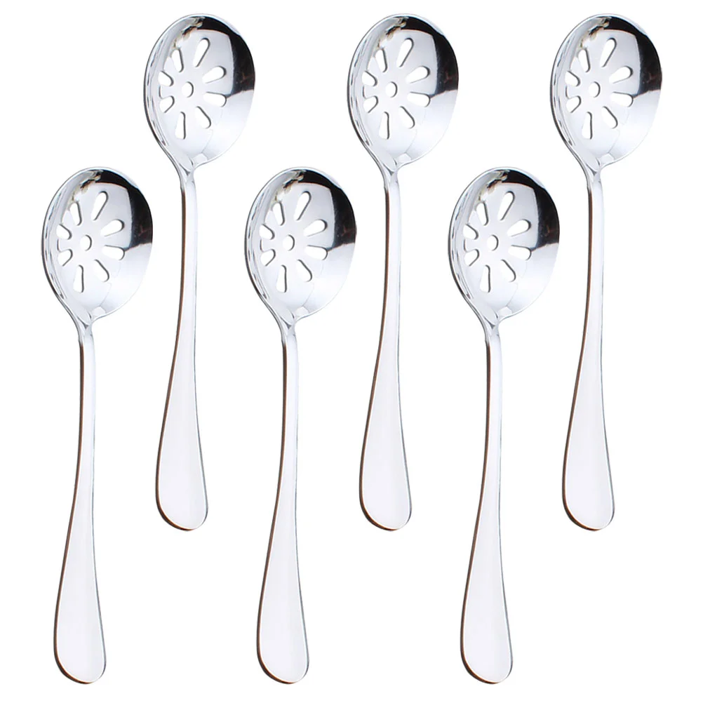

Colander Ergonomic Serving Spoons Slotted Dinner Utensils Small Stainless Steel Household Kitchen Accessory Teaspoons