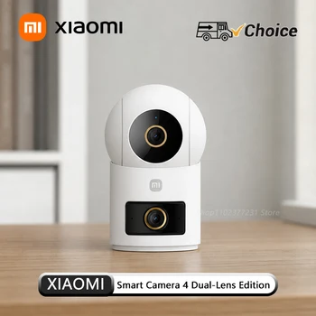 NUOVA Telecamera Intelligente Xiaomi 4 Edizione a Doppia Lente, Doppia Fotocamera da 5MP, Qualità Ultra HD 3K, Telecamera di Sorveglianza Domestica con Visione Notturna a Infrarossi