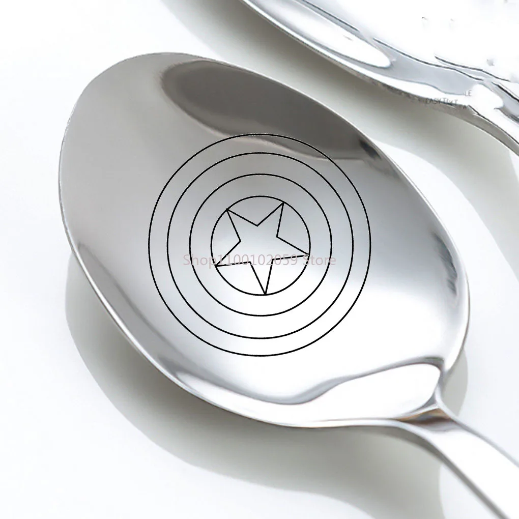 Marvel Spiderman Iron Man Stainless Steel Spoon Cartoon Dessert Coffee Spoon Creative Kitchen Adult child Holiday Birthday gift