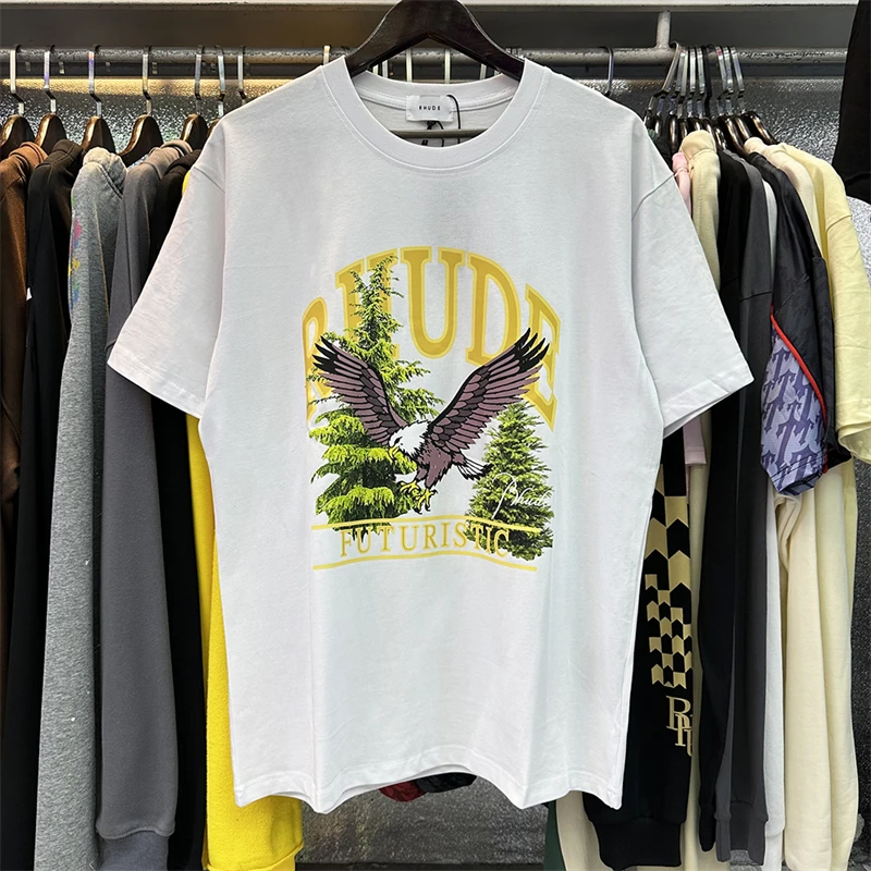 

Chaopai RHUDET T-shirt Eagle HD Printing High Weight Double Yarn Pure Cotton 1:1 Men's and Women's Short Sleeves