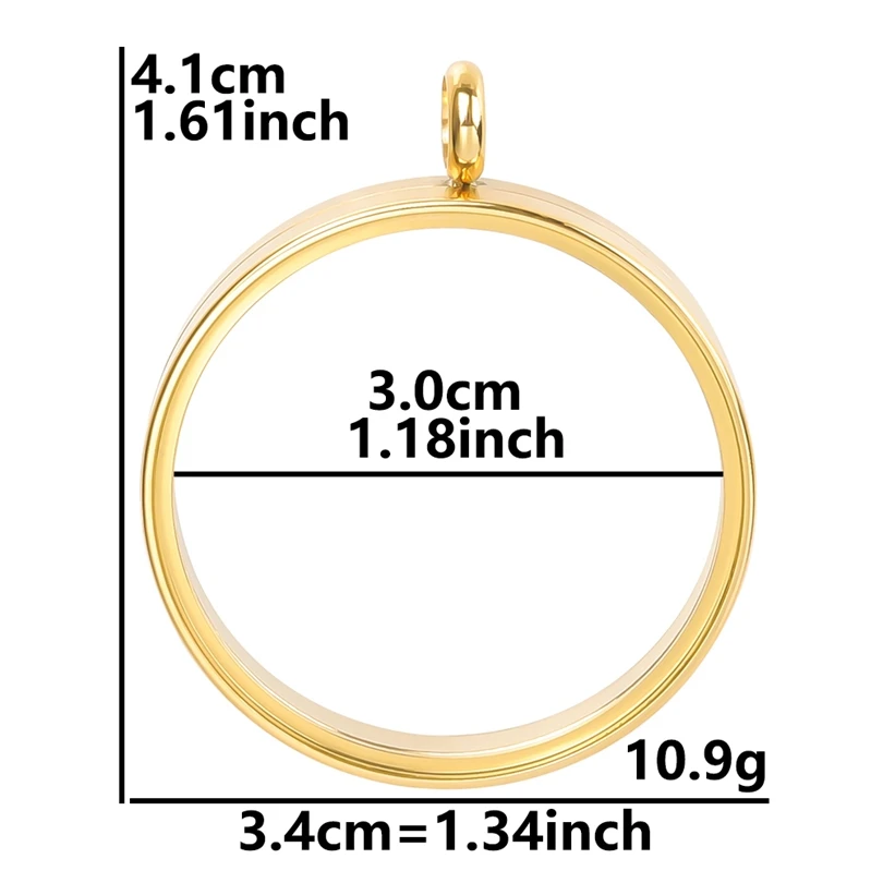 High-Quality Stainless Steel Round Glass Coin Bezel Photo Locket Pendant