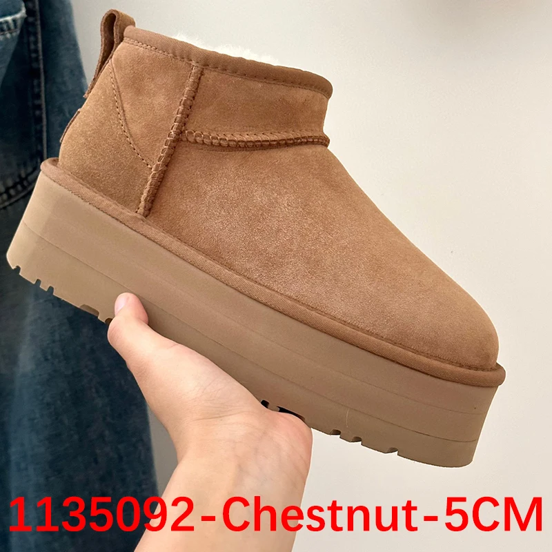 

Winter Boots Fur Ladies Snow Boots Real Sheepskin Wool Low-cut Warm Fur Shoes Man and Women Winter Short Boots