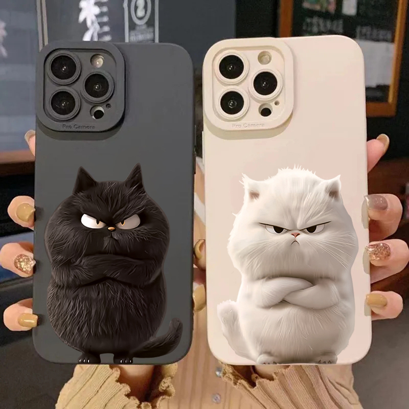 Funny Cool Cat Silicone Phone Case For iPhone 16 15 14 13 12 11 Pro Max 15 Pro XS XR X 7 8 16 Plus Shockproof Matte Soft Cover